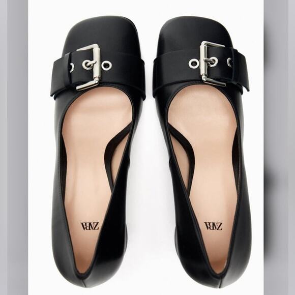 Zara Black SINGLE MONK STRAP LEATHER SHOES 7.5 US - Picture 4 of 16